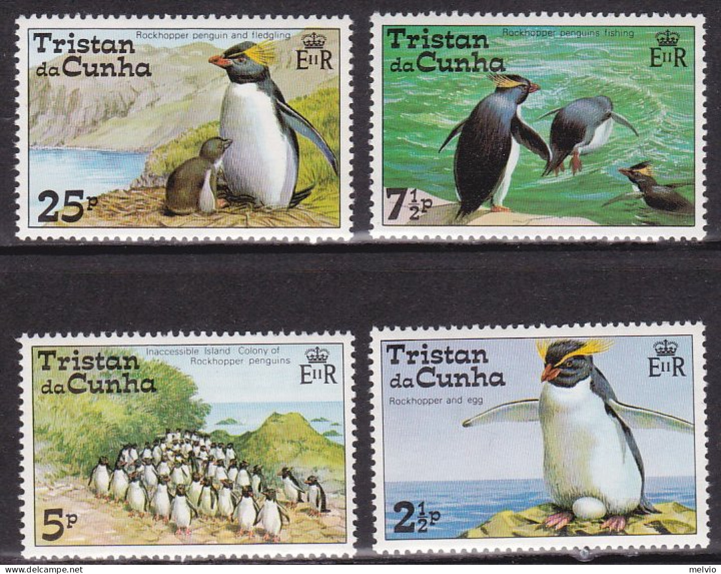 1974-Tristan Da Cunha (MNH=**) S.4v."Pinguini" - Tristan Da Cunha