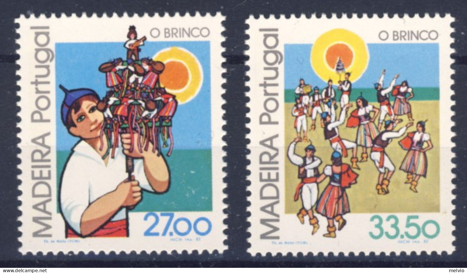 1982-Madera (MNH=**) Serie 2 Valori Etnografia Locale, Danze - Madeira