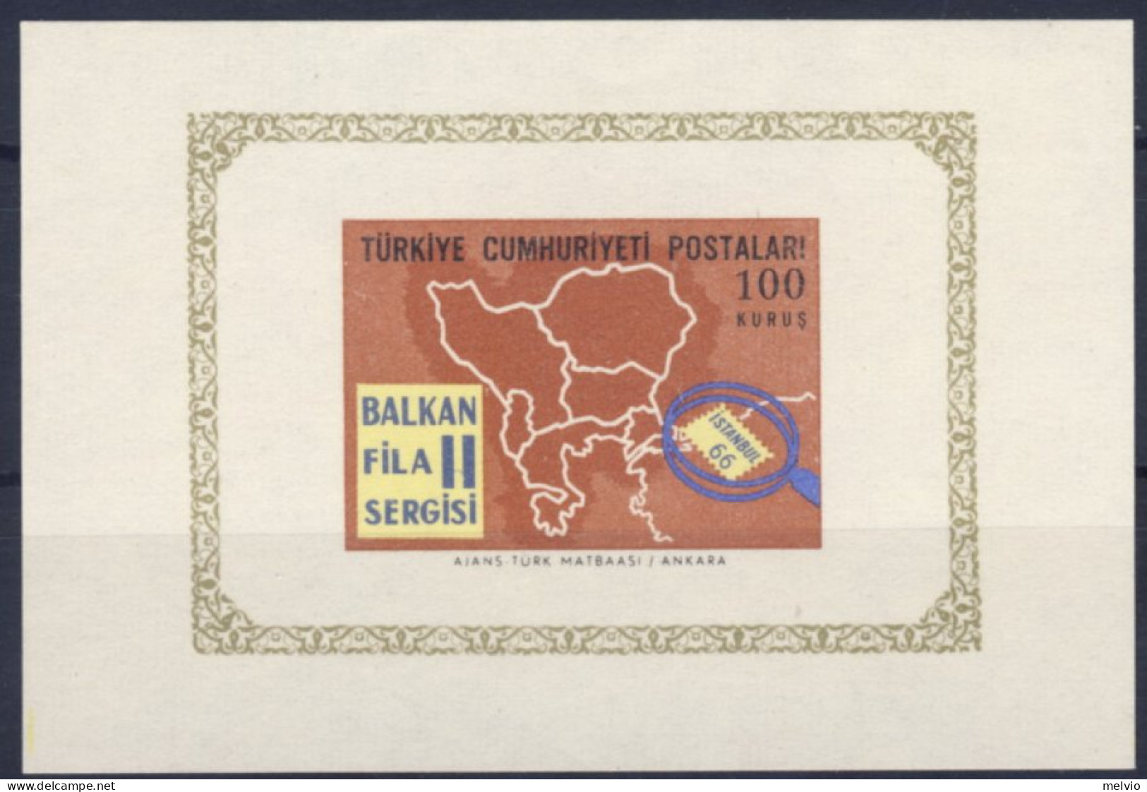 1966-Turchia (MNH=**) Foglietto 1 Valore L'esposizione Filatelica - Other & Unclassified