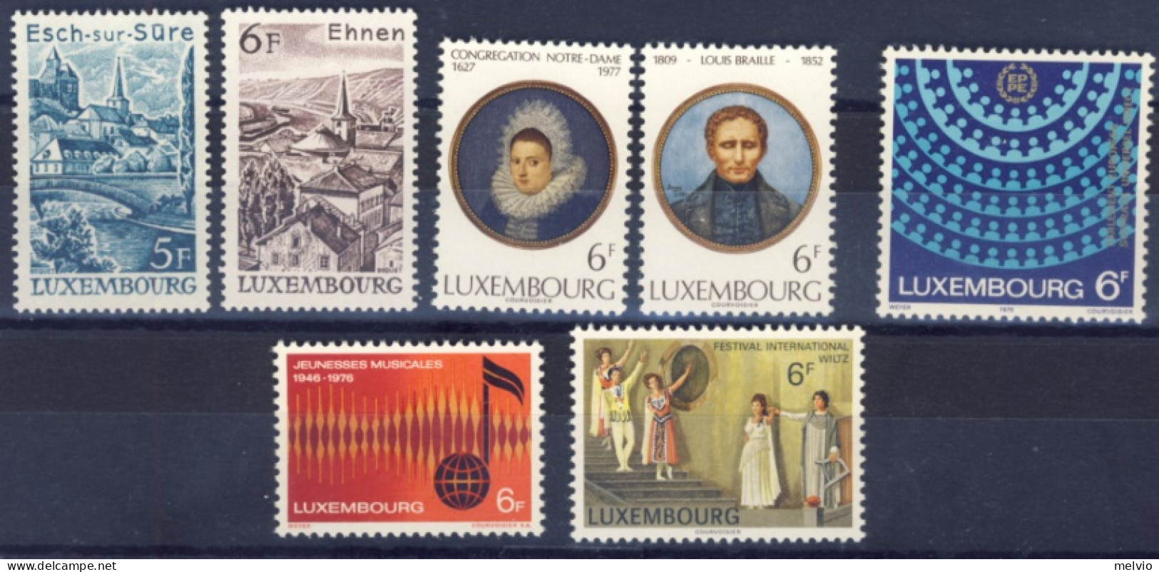 1977/79-Lussemburgo (MNH=**) 4 Serie 7 Valori Vedute, Festival Internazionale De - Autres & Non Classés