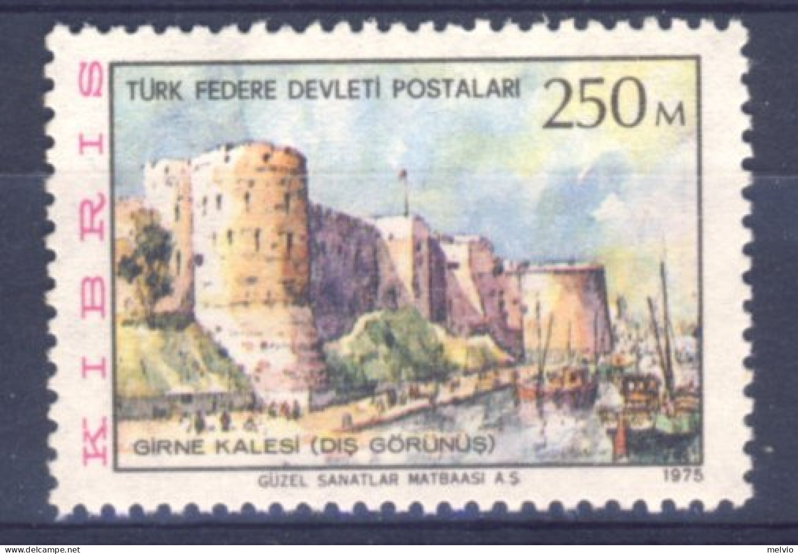 1975-Cipro Del Nord (MNH=**) Alto Valore 250m. Monumento E Veduta - Andere & Zonder Classificatie