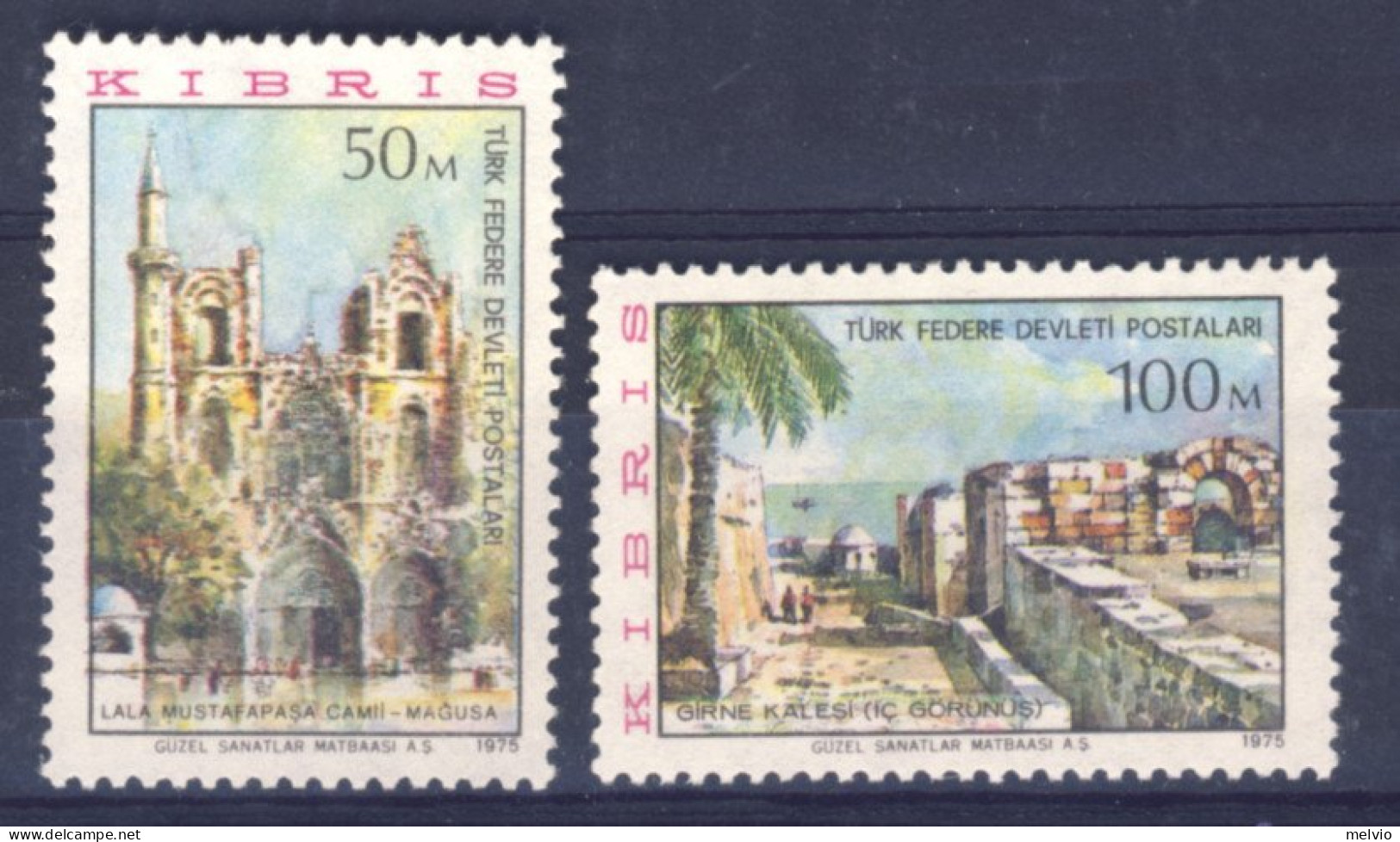 1975-Cipro Del Nord (MNH=**) 2 Alti Valori Monumenti E Vedute - Autres & Non Classés