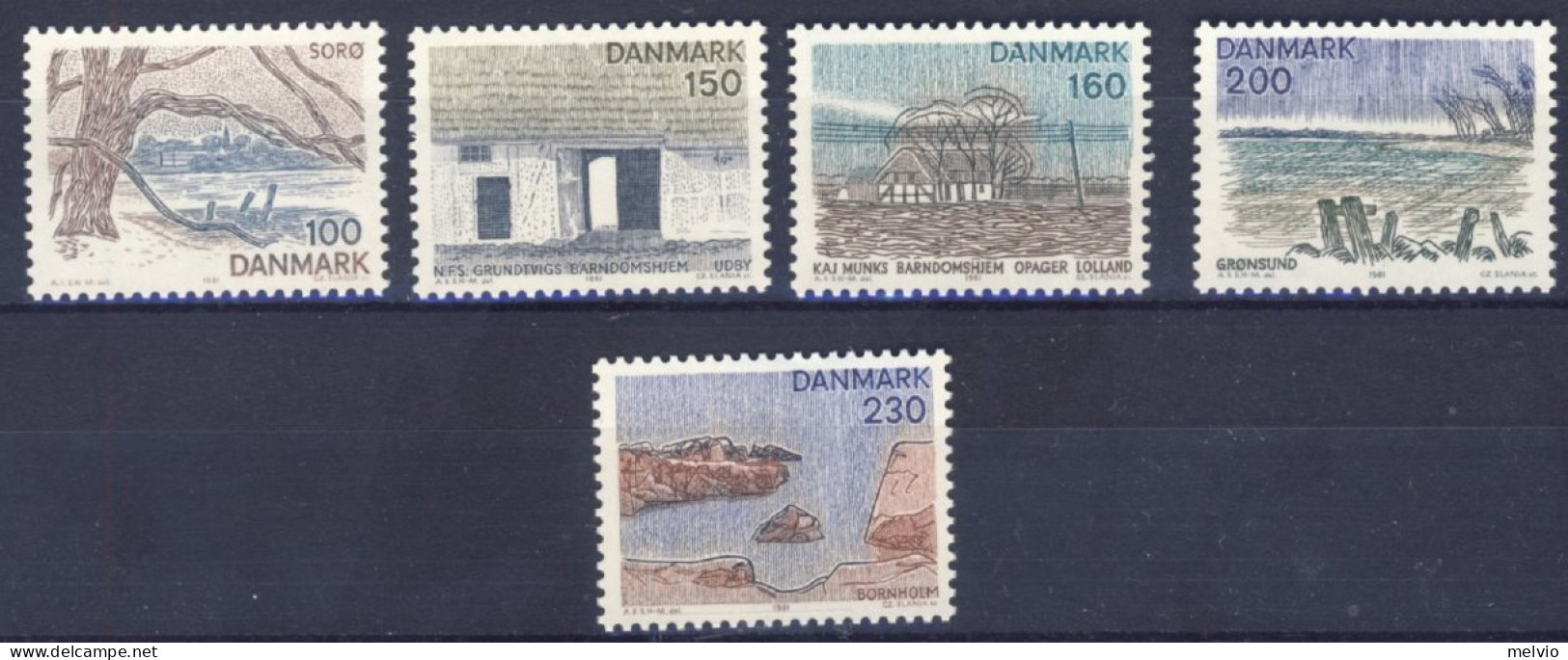 1981-Danimarca (MNH=**) Serie 5 Valori Vedute - Sonstige & Ohne Zuordnung