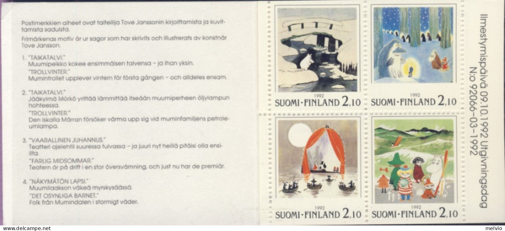 1992-Finlandia (MNH=**) Libretto Serie 4 Valori L'esposizione Filatelica Interna - Other & Unclassified