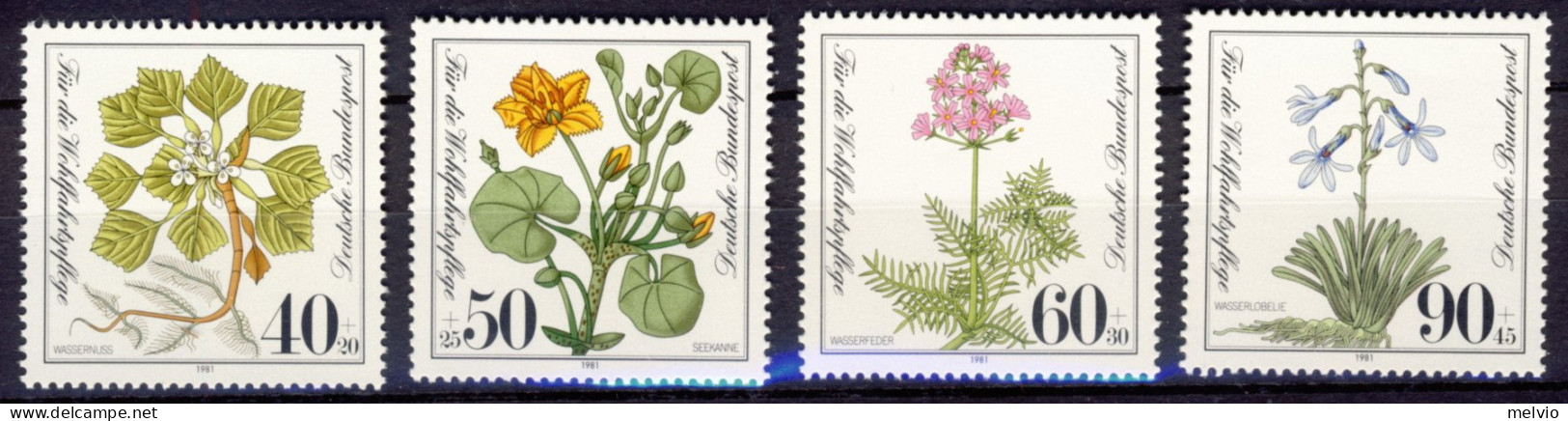 1981-Germania (MNH=**) Serie 4 Valori Fiori,aiuti Umanitari - Unused Stamps