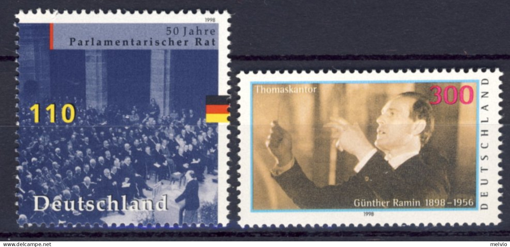 1998-Germania (MNH=**) Due Serie Due Valori Apertura Parlamento, Gunther Ramin - Andere & Zonder Classificatie