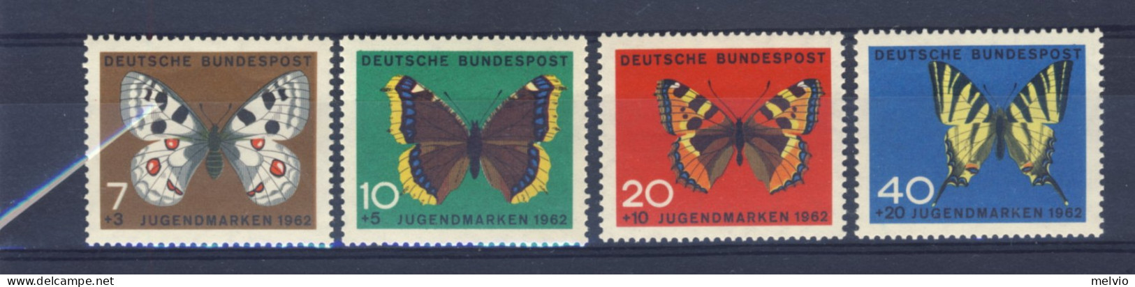 1962-Germania (MNH=**) Serie 4 Valori Farfalle, Pro Juventute - Autres & Non Classés