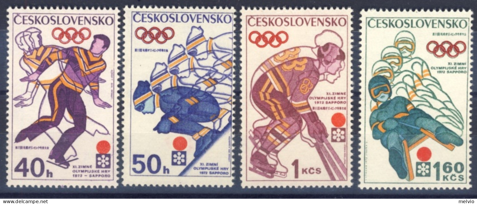 1972-Cecoslovacchia (MNH=**) Serie 4 Valori Olimpiadi Sapporo - Autres & Non Classés