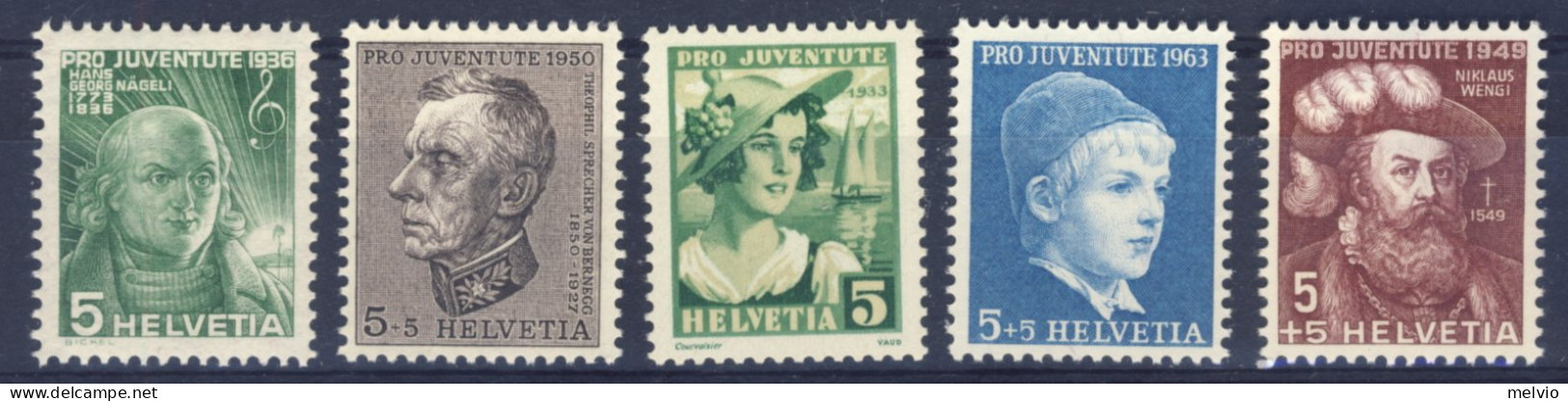 1935/63-Svizzera (MNH=**) 5 Valori - Autres & Non Classés