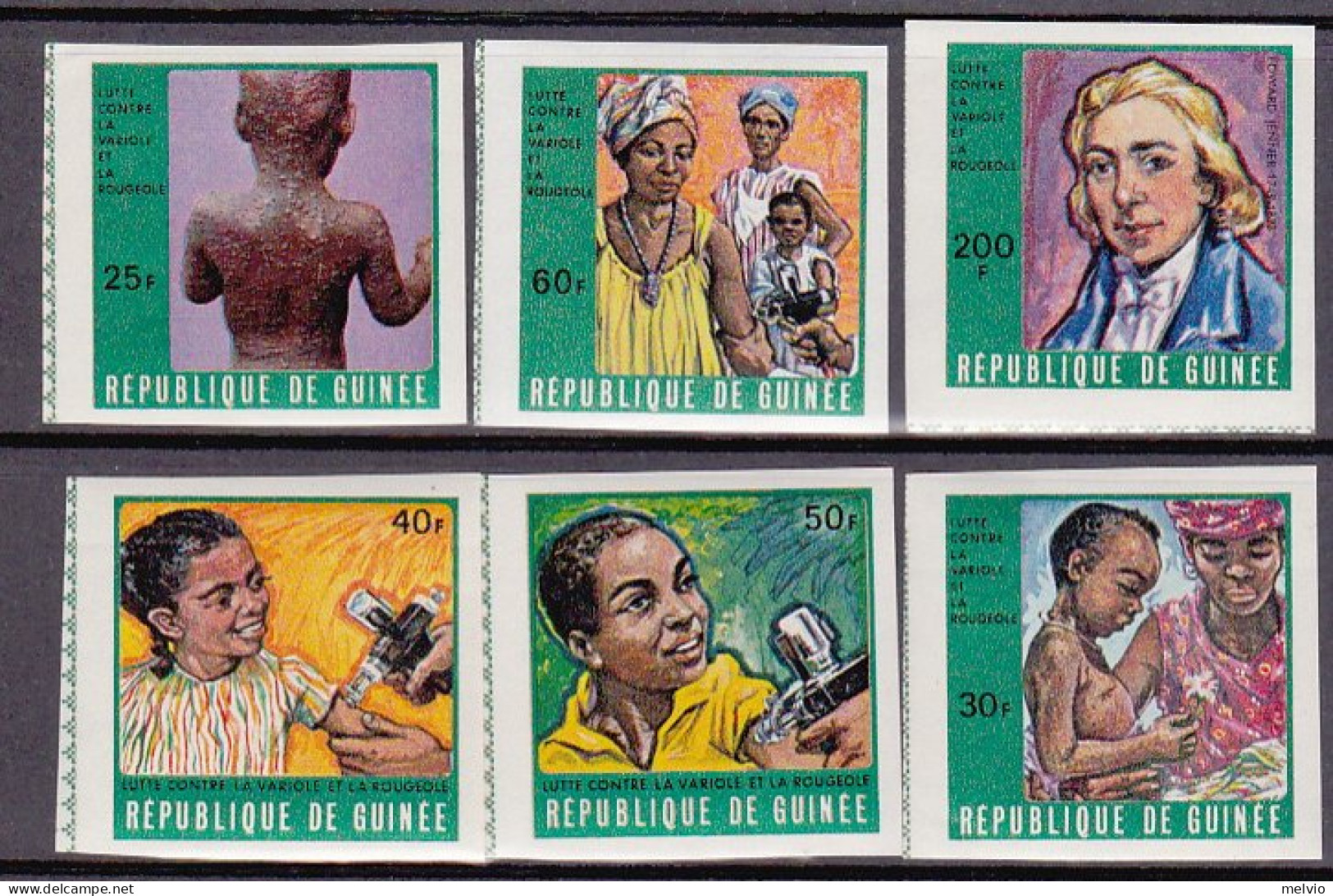 1970-Guinea (MNH=**) S.6v.non Dentellati "Lotta Al Vaiolo Ed Alla Rosolia" - Guinée (1958-...)