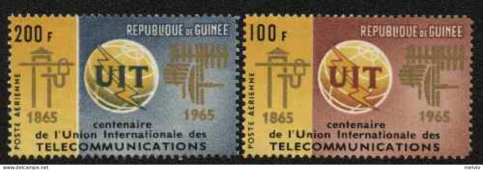 1965-Guinea (MNH=**) Posta Aerea S.2v."anniversario Unione Internazionale Teleco - Guinea (1958-...)