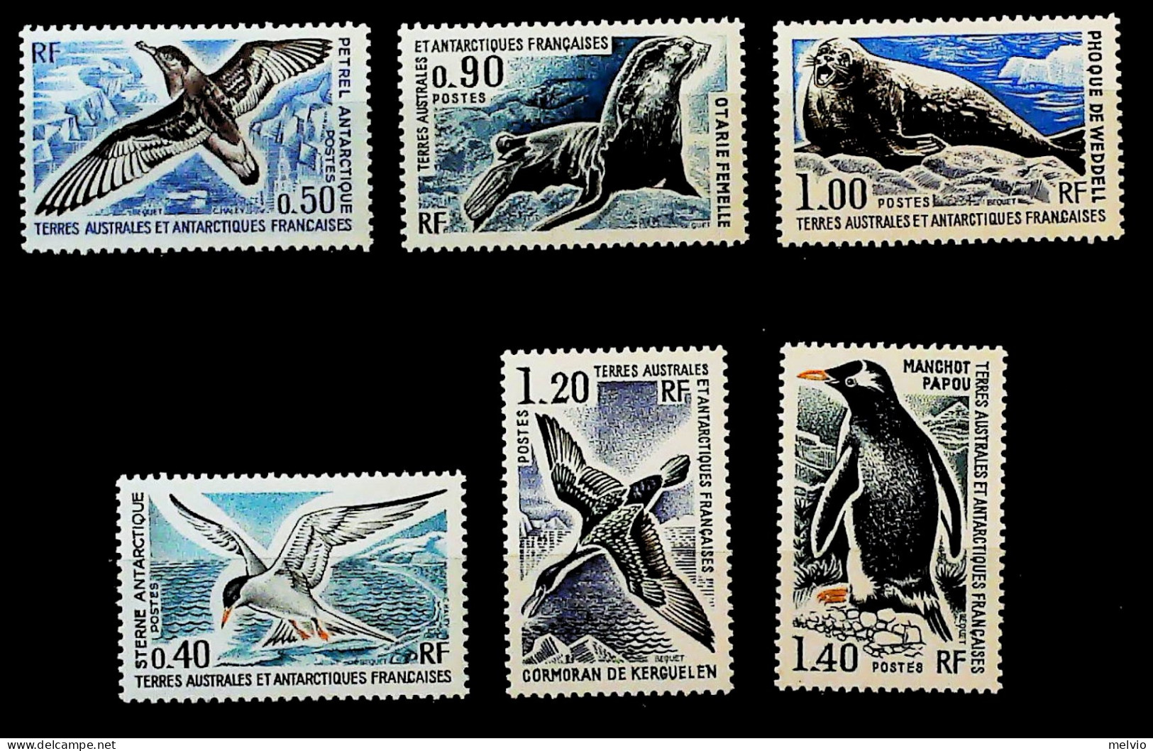 1976-Antartico Francese (MNH=**) S.6v."Animali"cat.Yvert 2013 Euro 80 - Unused Stamps
