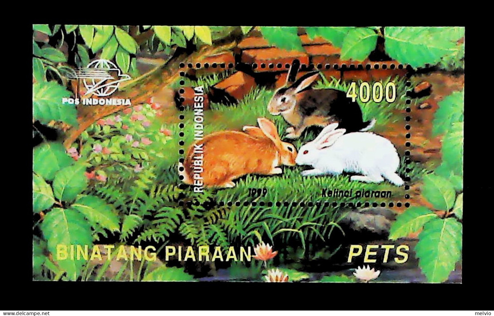 1999-Indonesia (MNH=**) Foglietto Conigli - Indonesia