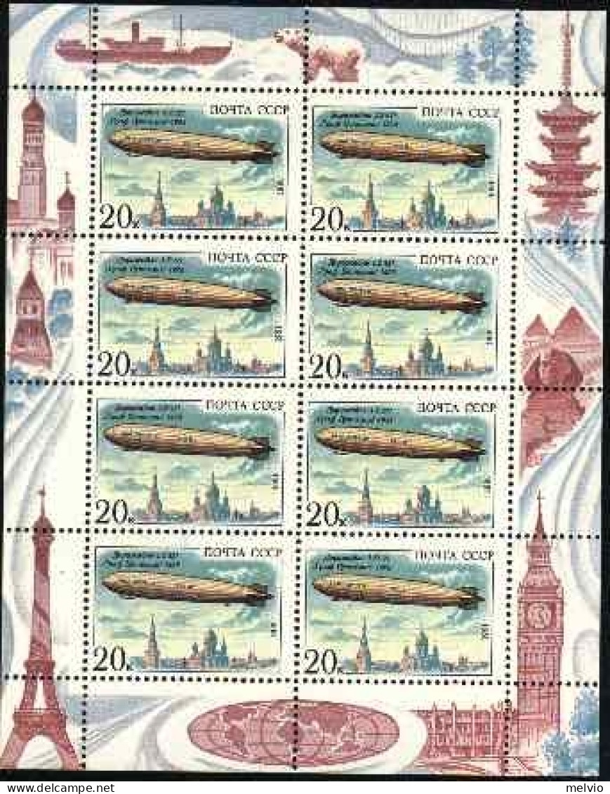 1991-Russia (MNH=**) Foglietto 8 Valori "Graf Zeppelin" - Autres & Non Classés