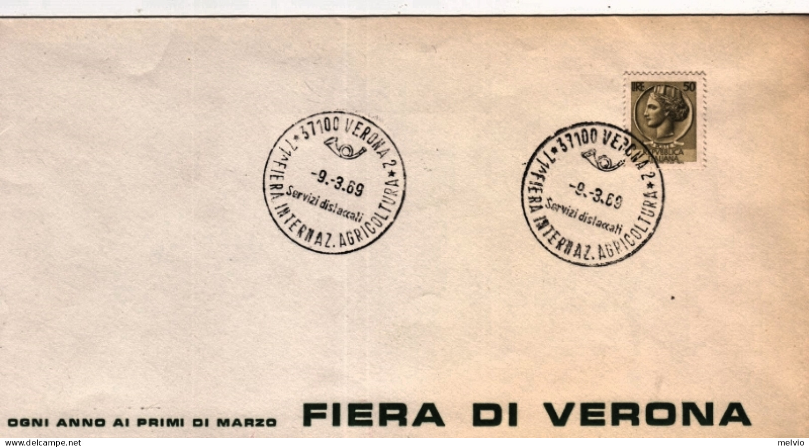1969-VERONA 11 Fiera Agricoltura Annullo Speciale (9.3) Su Busta - 1961-70: Marcophilia