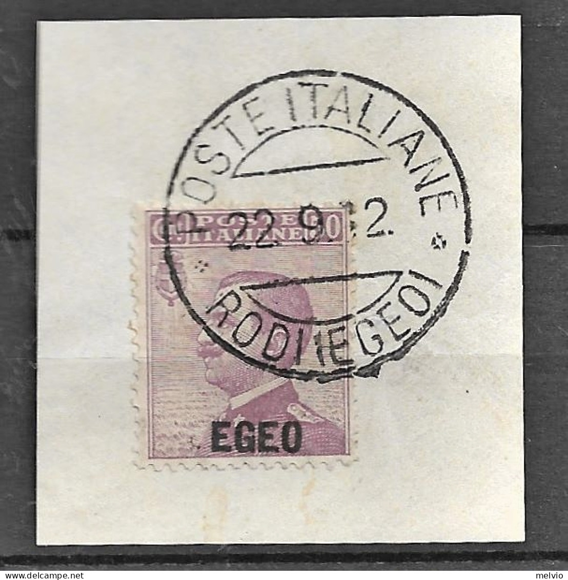 1912 POSTE ITALIANE/RODI (EGEO) C.2 (22.9) Su Frammento Affrancato Egeo C.50 - Aegean