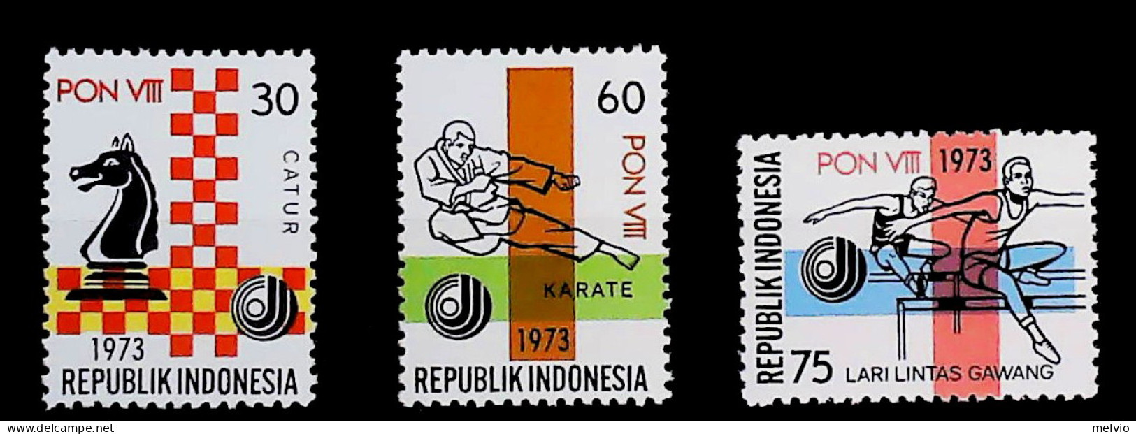 1973-Indonesia (MNH=**) Serie 3 Valori Sport - Indonésie