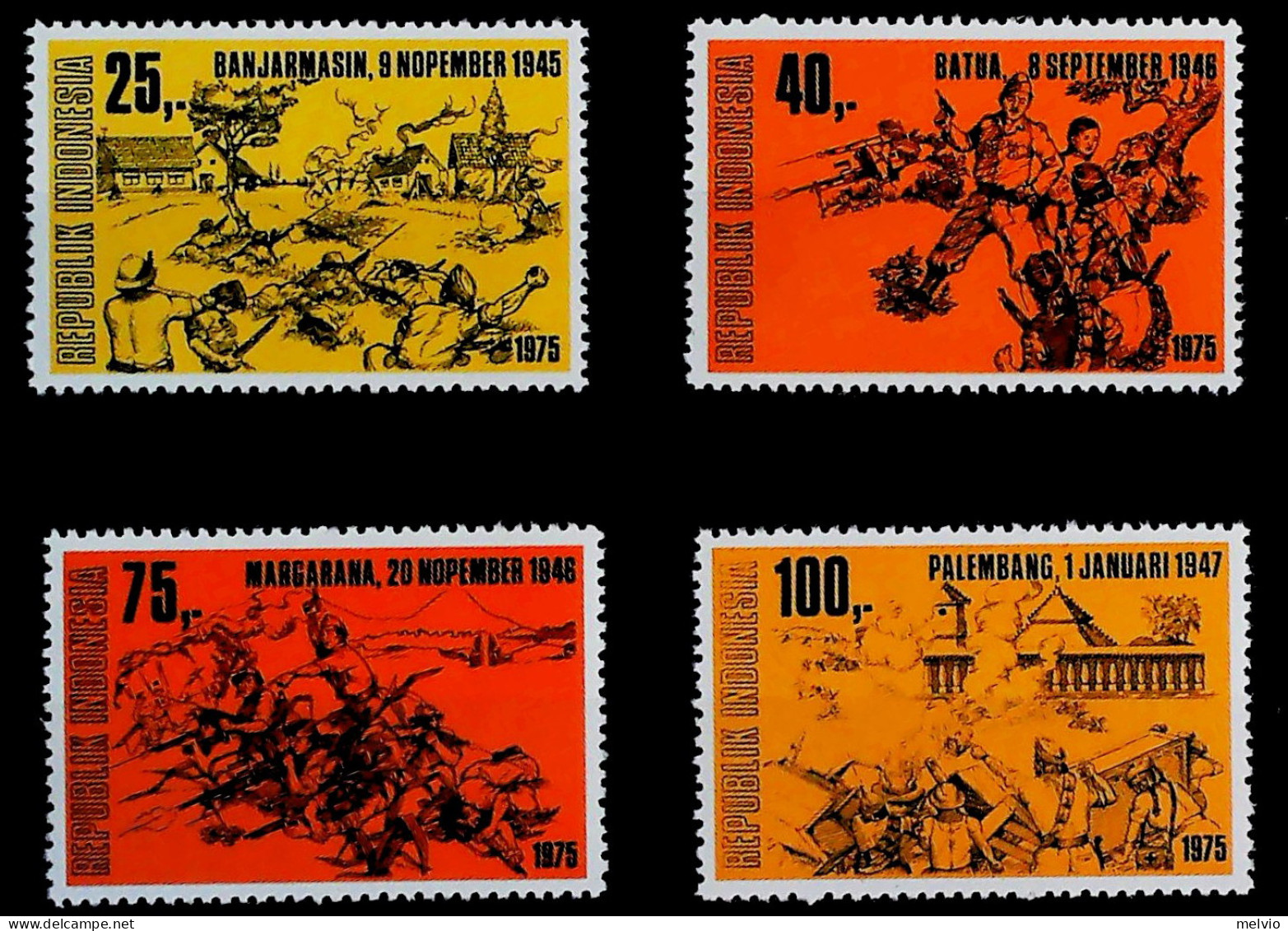 1975-Indonesia (MNH=**) Serie 4 Valori Anniversario Indipendenza - Indonésie