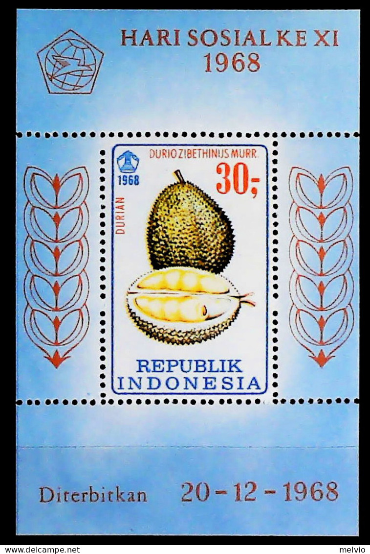1968-Indonesia (MNH=**) Foglietto 1 Valore Frutta - Indonesia