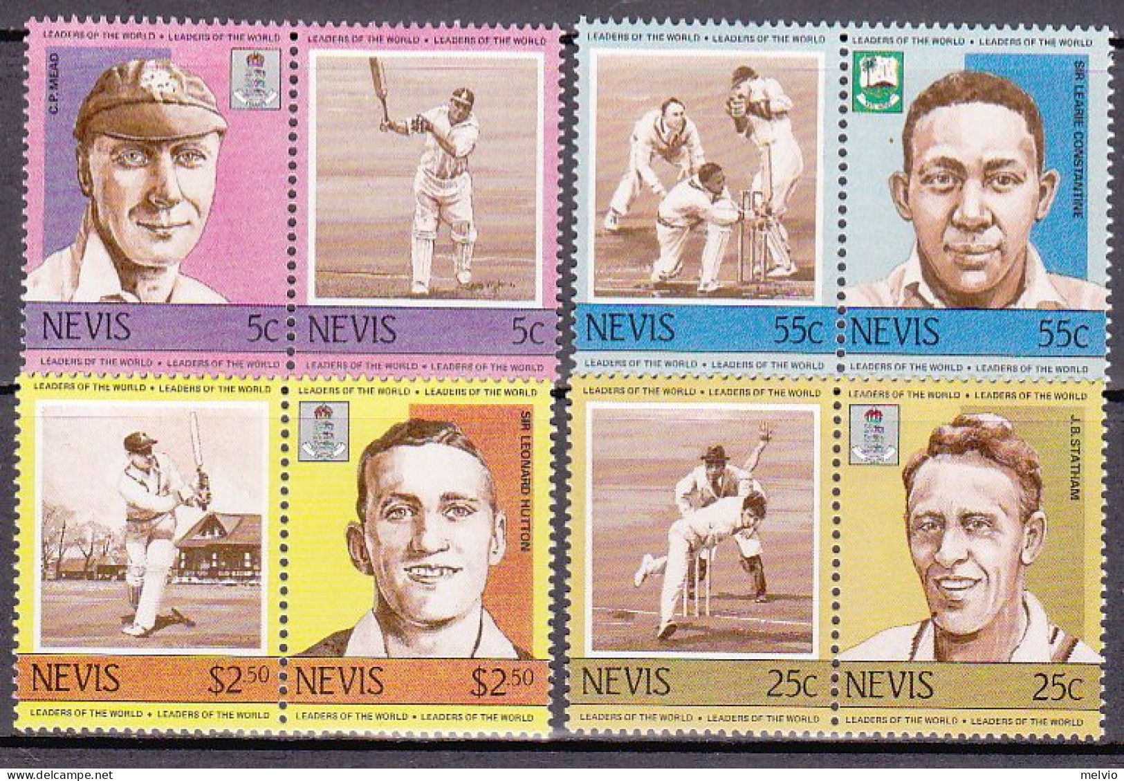 1984-Nevis (MNH=**) S.8v."Cricket" - America (Other)