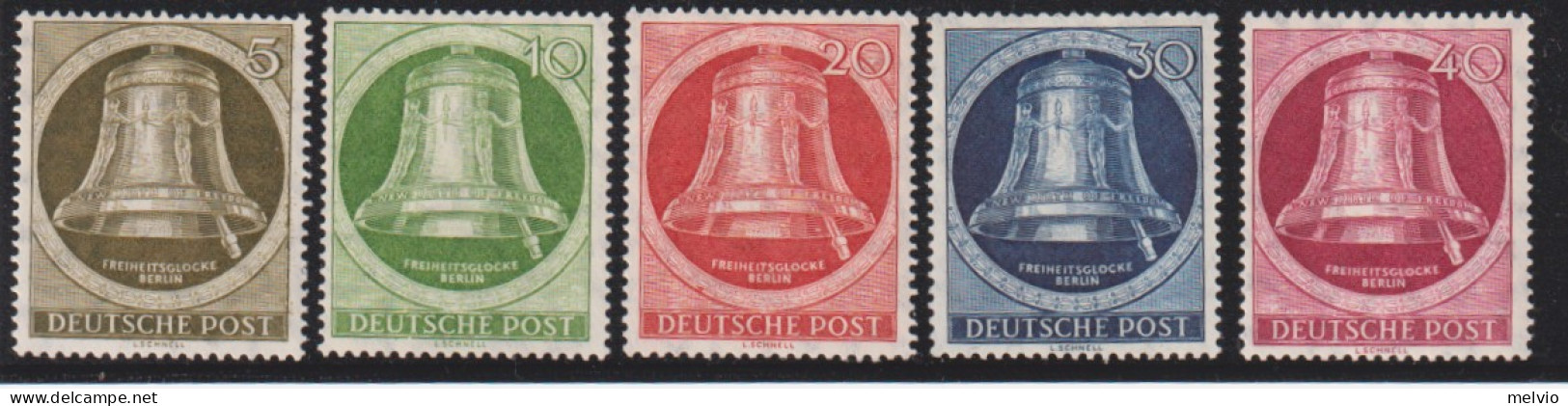 1952-Germania (MLH=*) S.4v. Campana Della Libertà Battaglio A Destra - Neufs