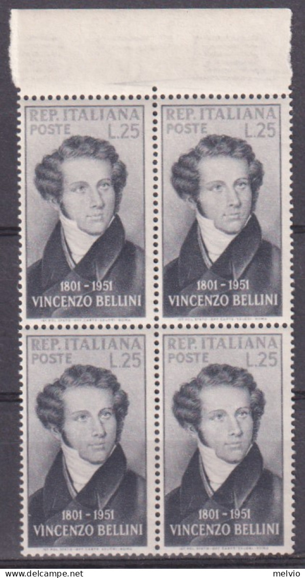 1951-Italia (MNH=**) Quartina Bellini - 1946-60: Nuevos