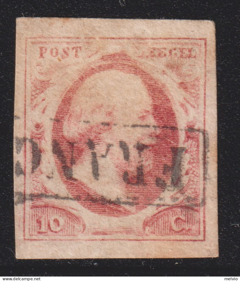 1852-Olanda (O=used) 10c. Guglielmo III, Bei Margini - Gebraucht