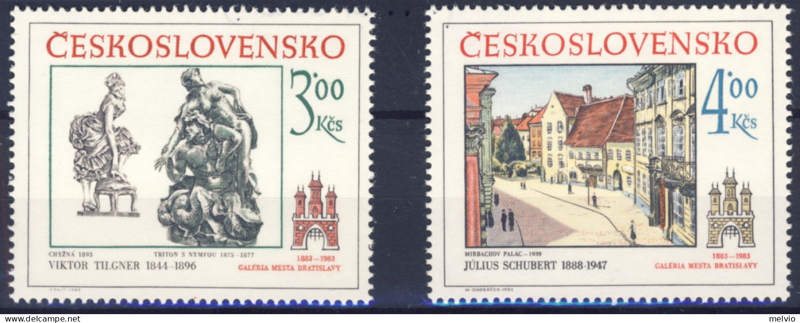 1983-Cecoslovacchia (MNH=**) Serie 2 Valori Arte - Autres & Non Classés