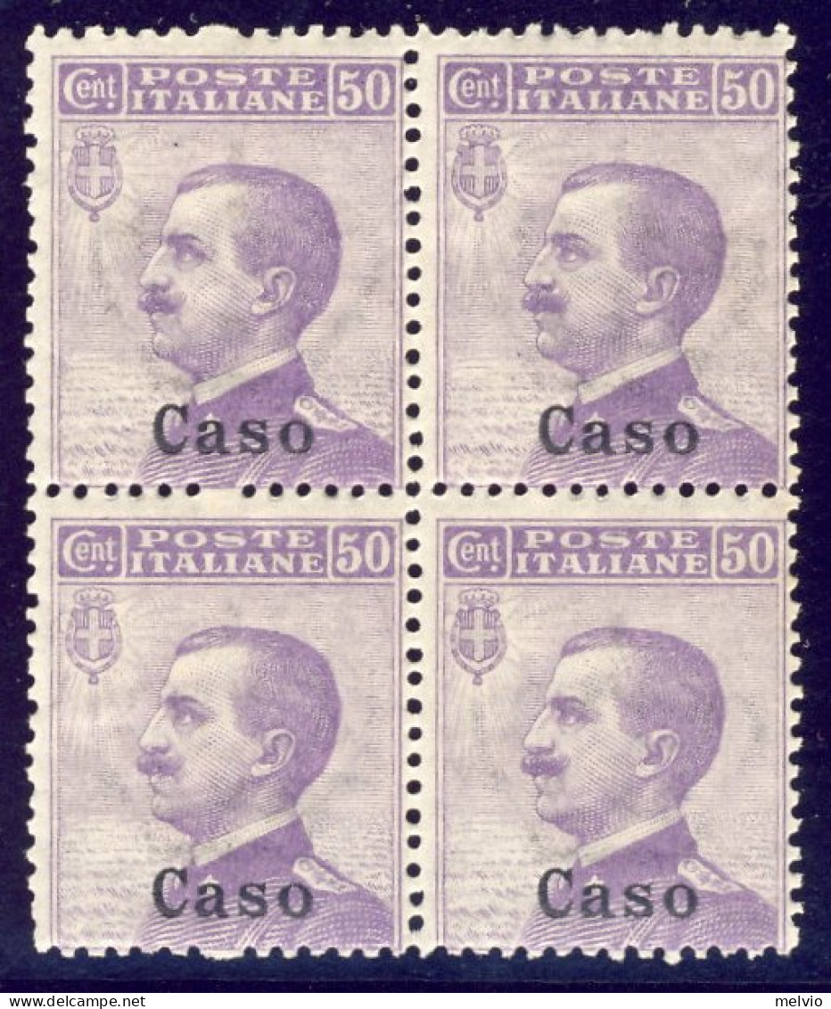 1912-Caso (MNH=**) Quartina 50c. Michetti Cat.Sassone Euro 15 - Aegean (Caso)