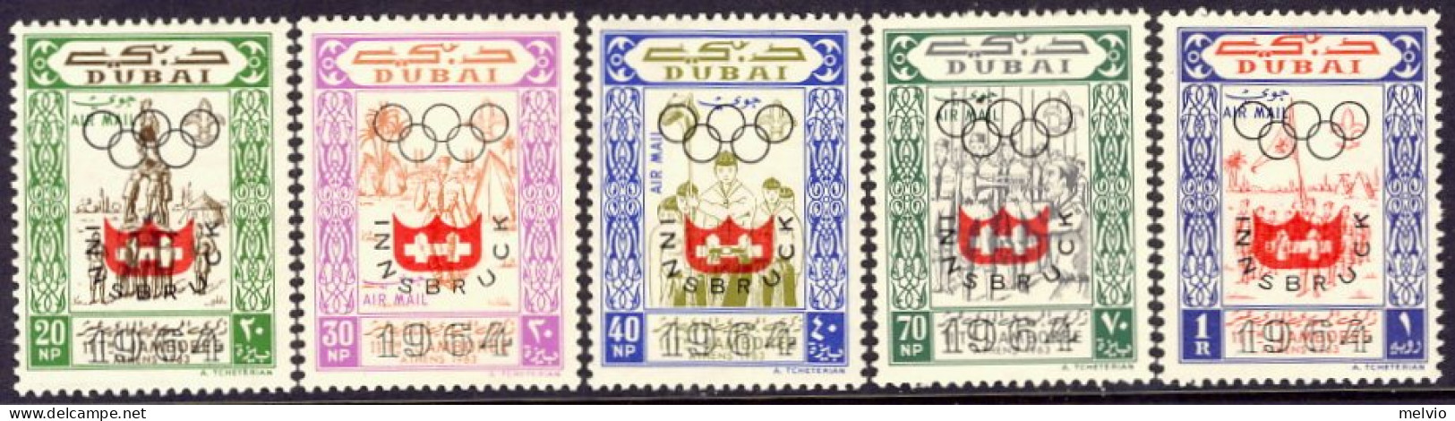 1964-Dubai (MNH=**) Posta Aerea S.5v." Olimpiadi Invernali Di Innsbruck"con La S - Dubai