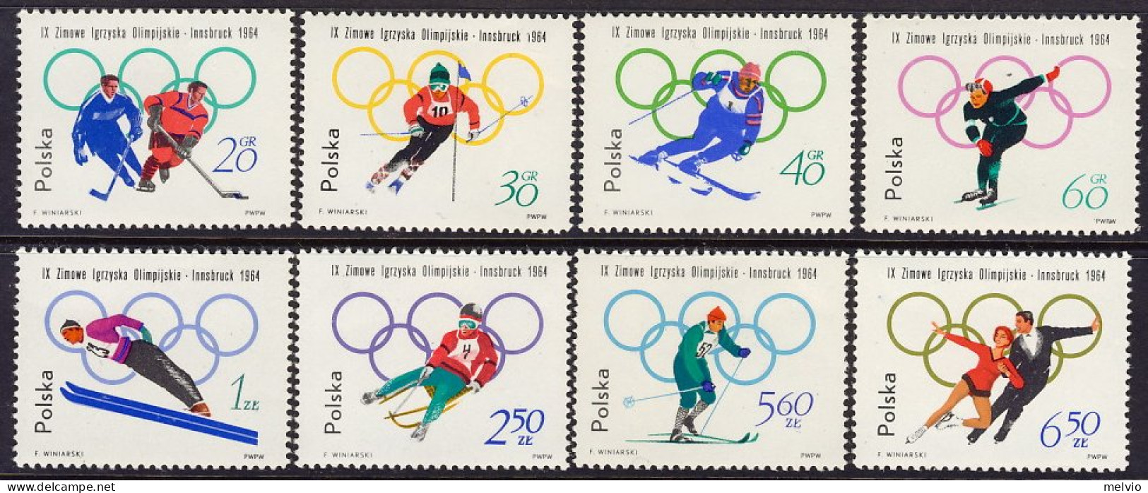 1964-Polonia (MNH=**) S.8v." Olimpiadi Invernali Di Innsbruck" - Andere & Zonder Classificatie