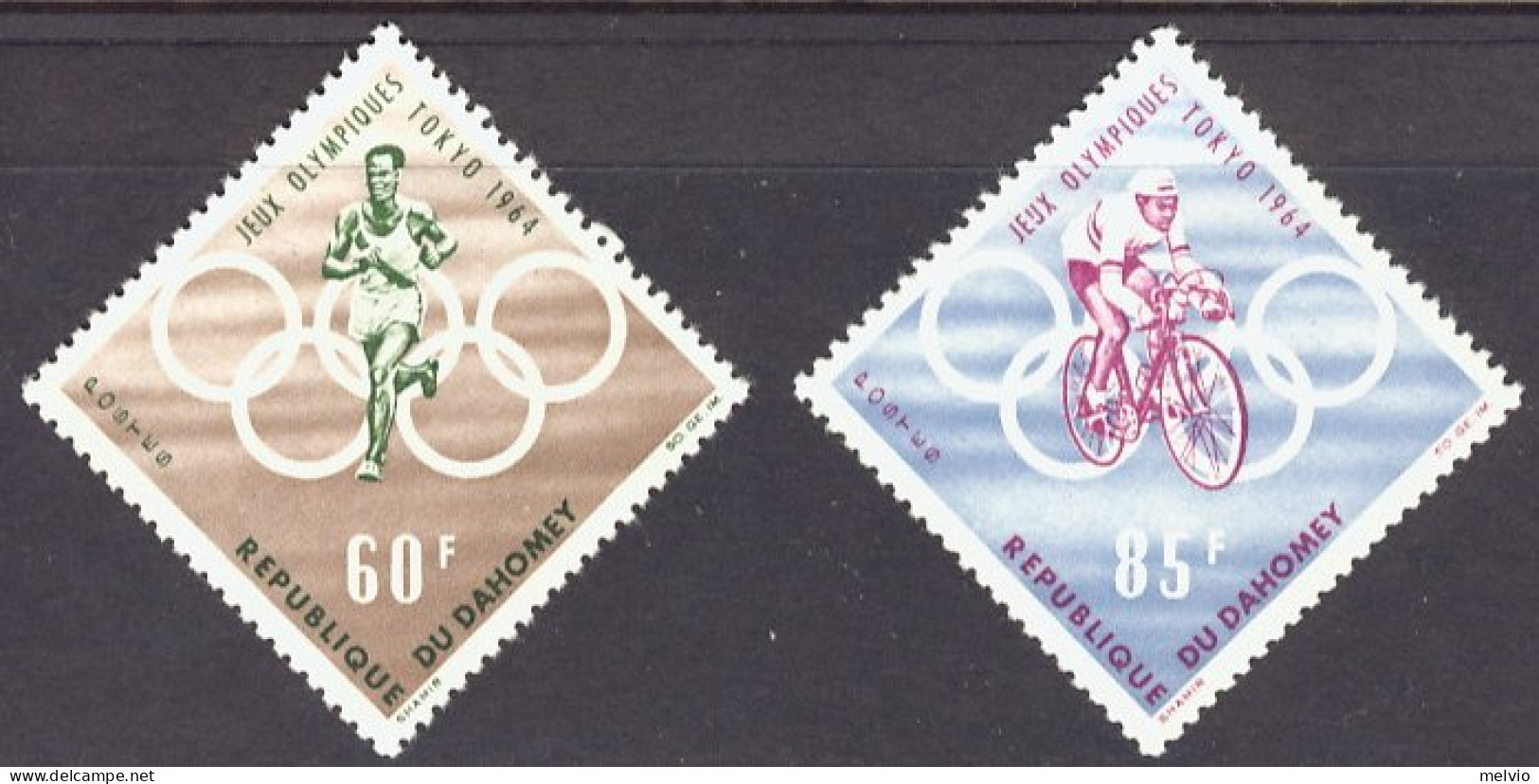 1964-Dahomey (MNH=**) S.2v." Olimpiadi Di Tokyo"cat.Yvert 2013 Euro 5 - Bénin – Dahomey (1960-...)