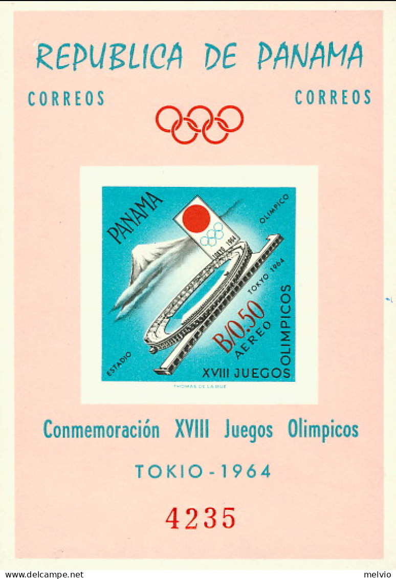 1964-Panama (MNH=**) Foglietto S.1v.non Dentellato " Olimpiadi Di Tokyo" - Panama