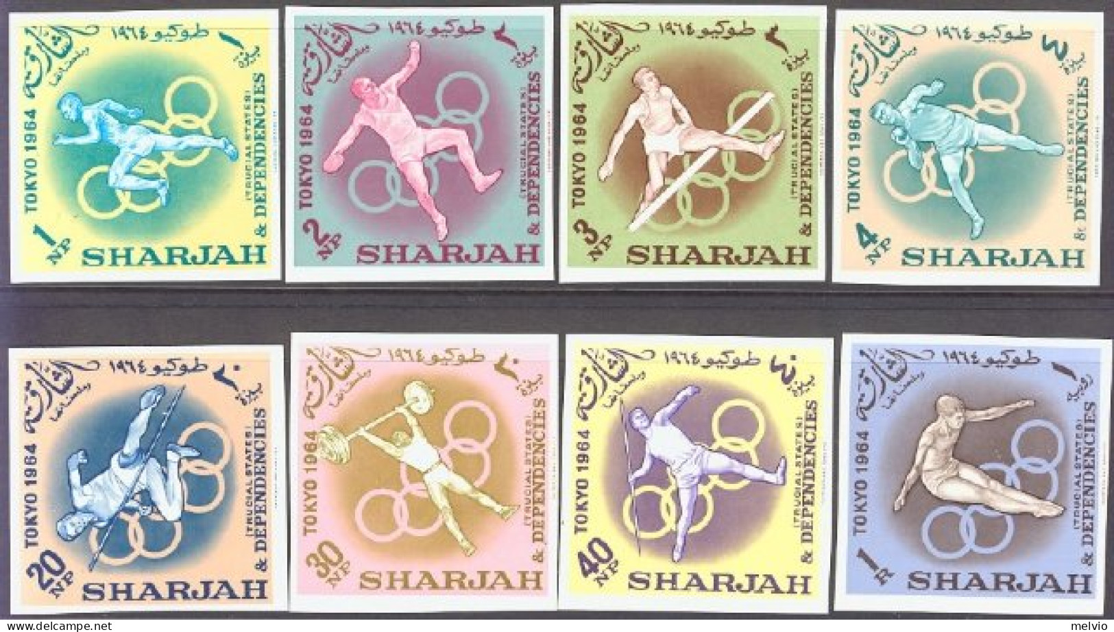 1964-Sharjah (MNH=**) S.8v.non Dentellati " Olimpiadi Di Tokyo" - Schardscha