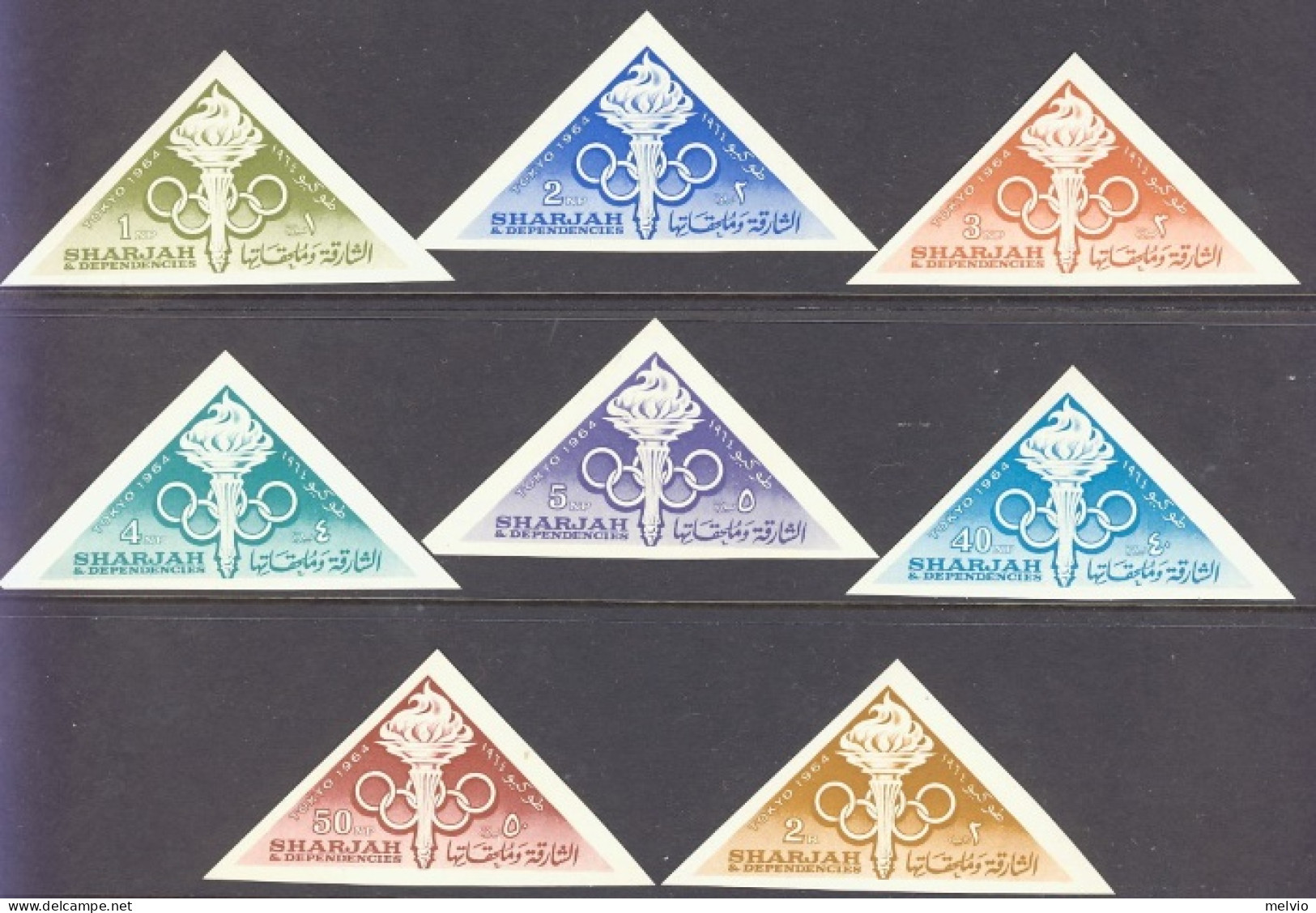 1964-Sharjah (MNH=**) S.8v.non Dentellati " Olimpiadi Di Tokyo" - Schardscha