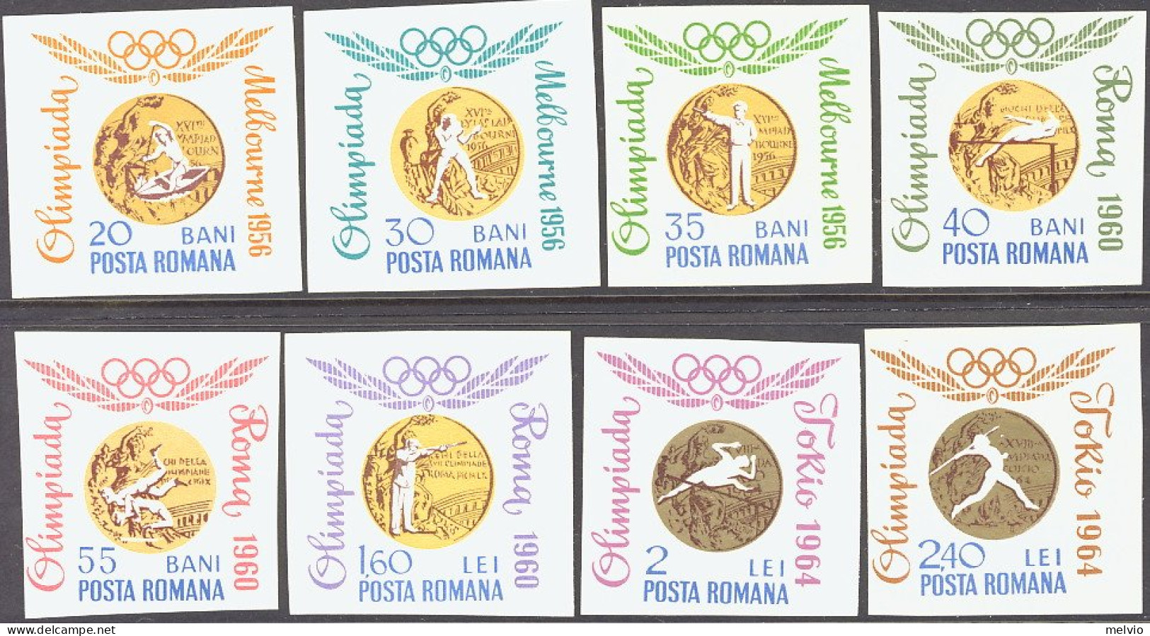 1964-Romania (MNH=**) S.8v.non Dentellati " Olimpiadi Di Tokyo Medaglie D'oro Ru - Other & Unclassified
