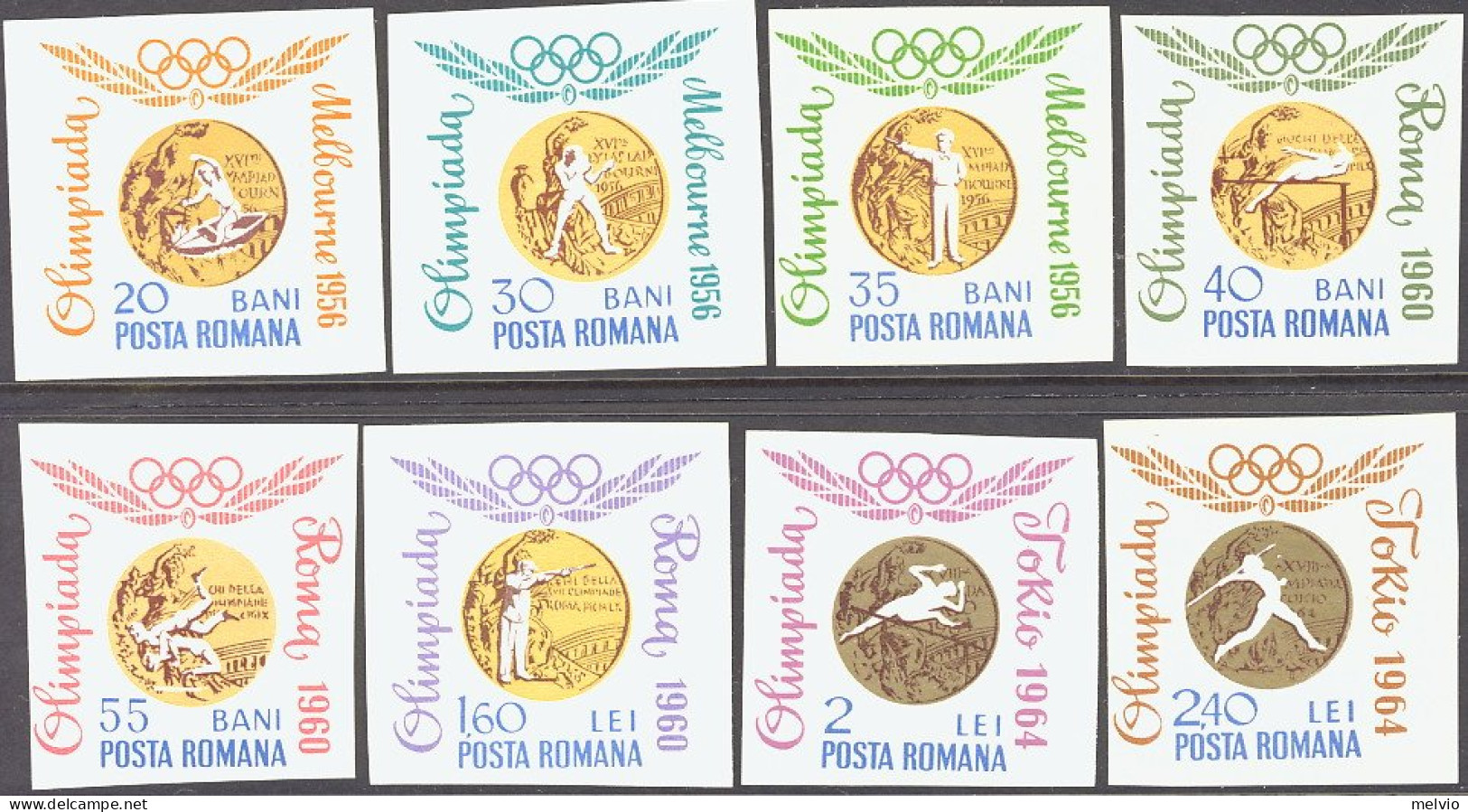 1964-Romania (MNH=**) S.8v.non Dentellati " Olimpiadi Di Tokyo Medaglie D'oro Ru - Andere & Zonder Classificatie