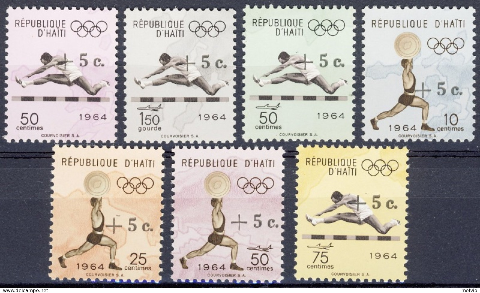 1964-Haiti (MNH=**) S.7v.soprastampati +5c.in Nero "Olimpiadi Di Tokyo" - Haiti