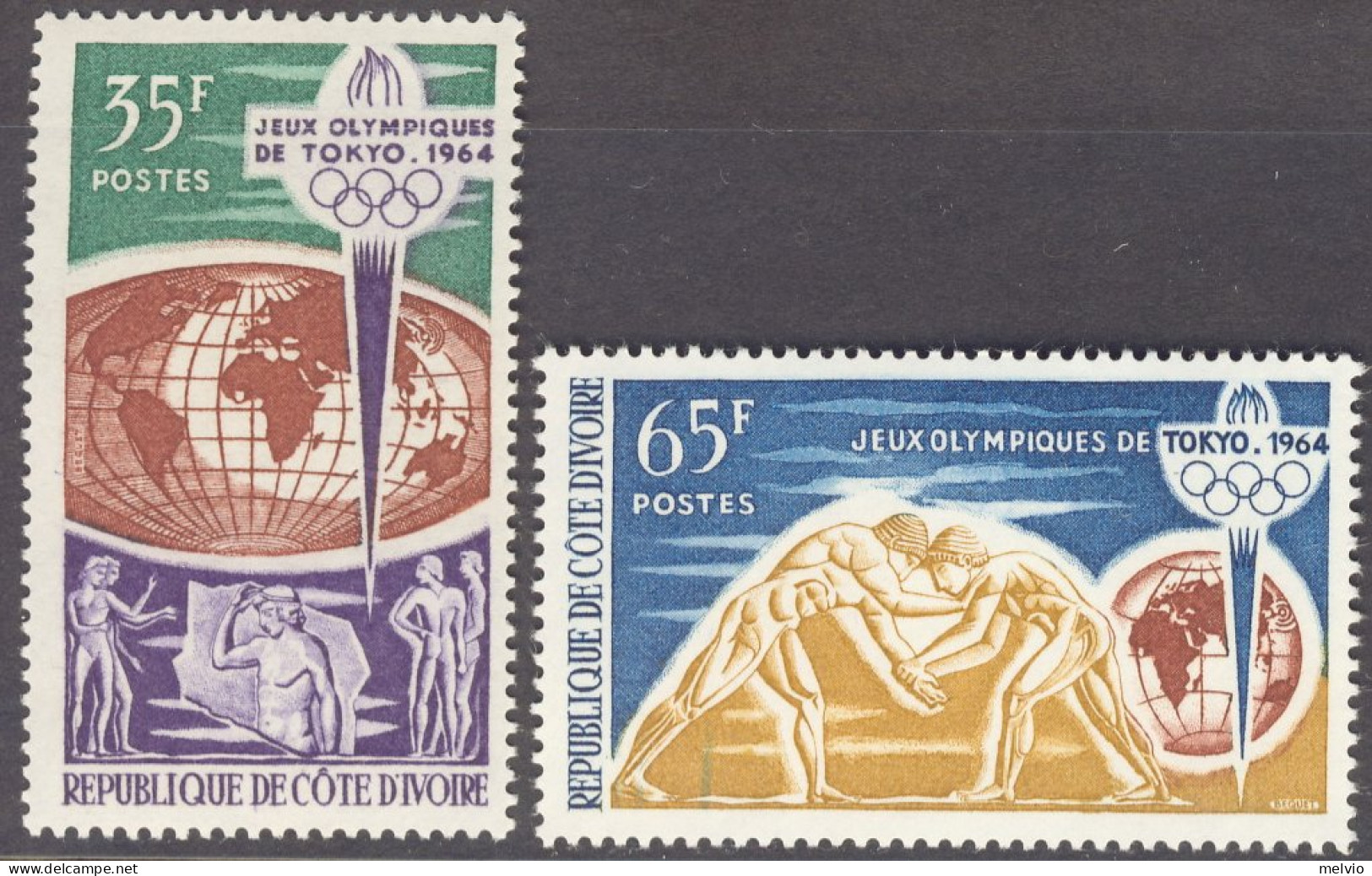 1964-Costa D'Avorio (MNH=**) S.2v." Olimpiadi Di Tokyo"cat.Yvert 2013 Euro 4 - Ivoorkust (1960-...)