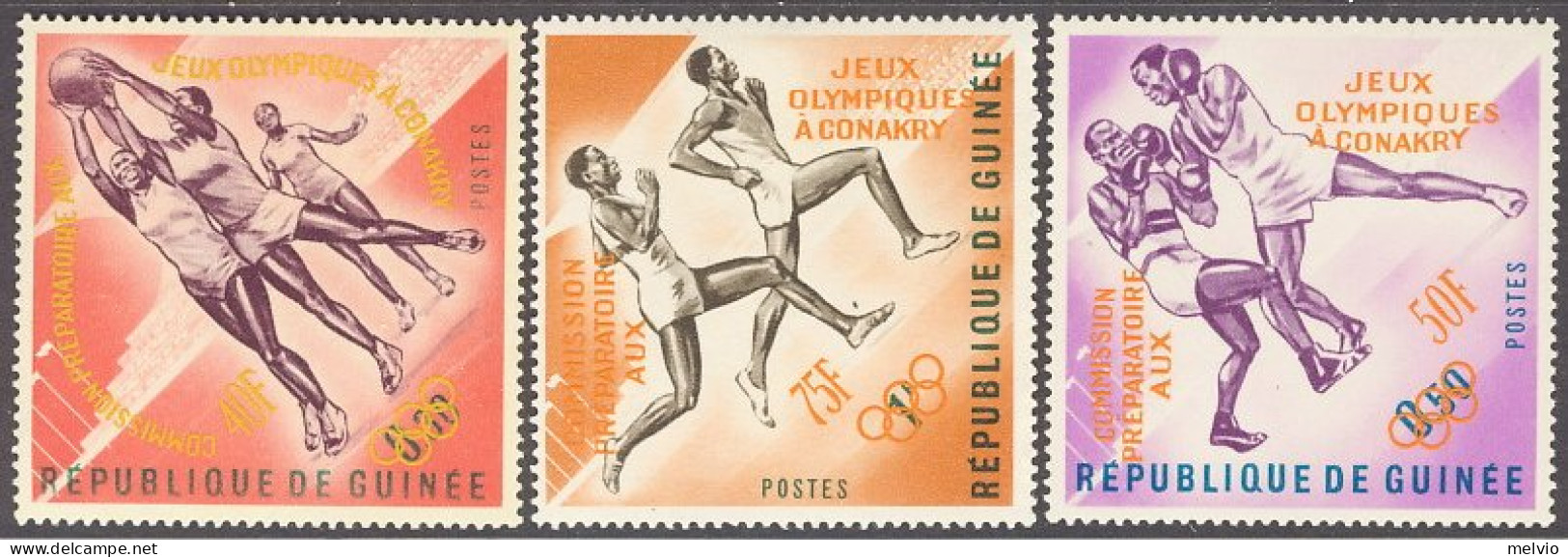 1964-Guinea (MNH=**) S.3v."commissione Preparatoria Per I Giochi Olimpici A Cona - Guinée (1958-...)