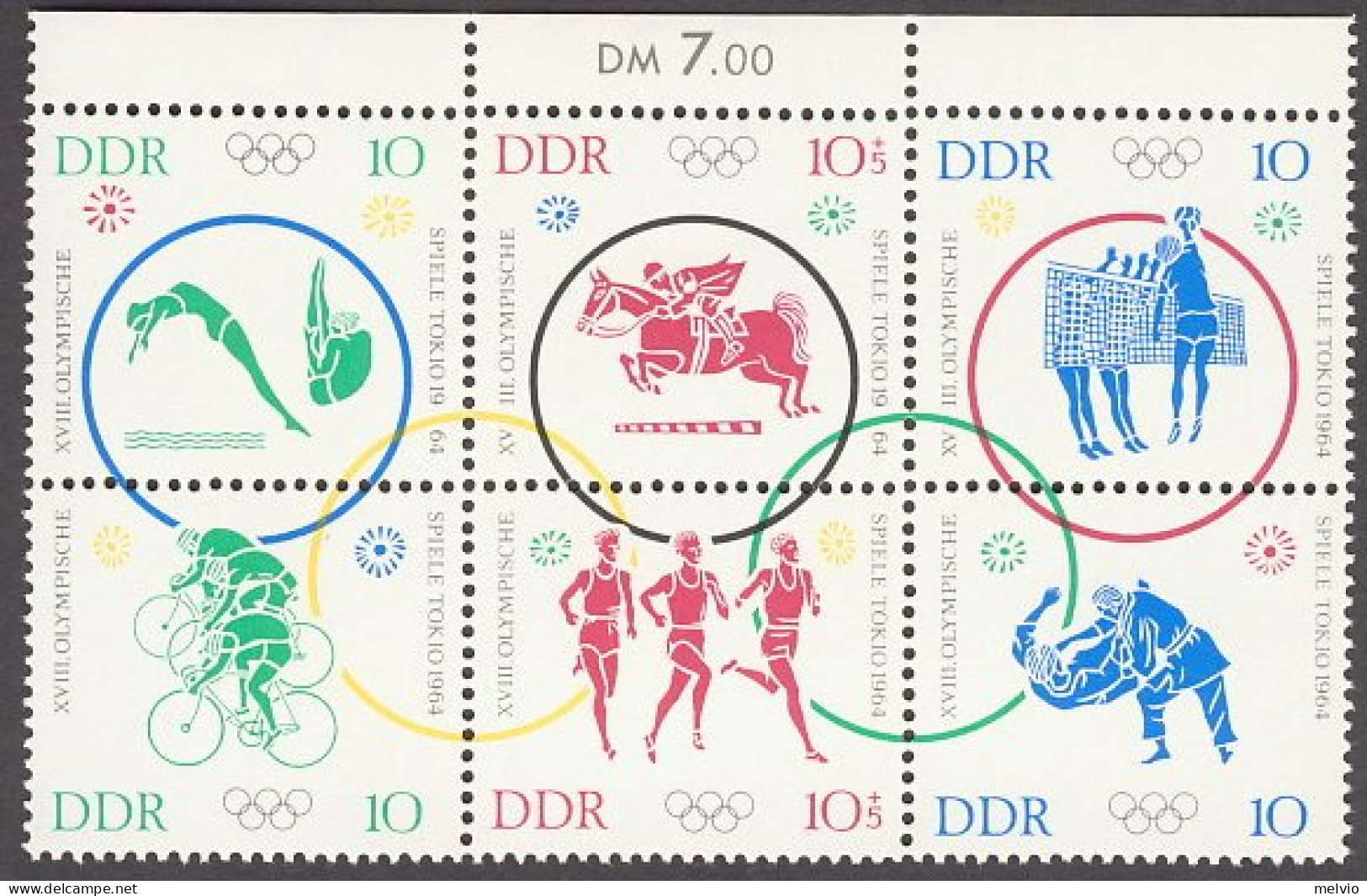 1964-Germania (MNH=**) S.6v.in Blocco " Olimpiadi Di Tokyo" - Other & Unclassified