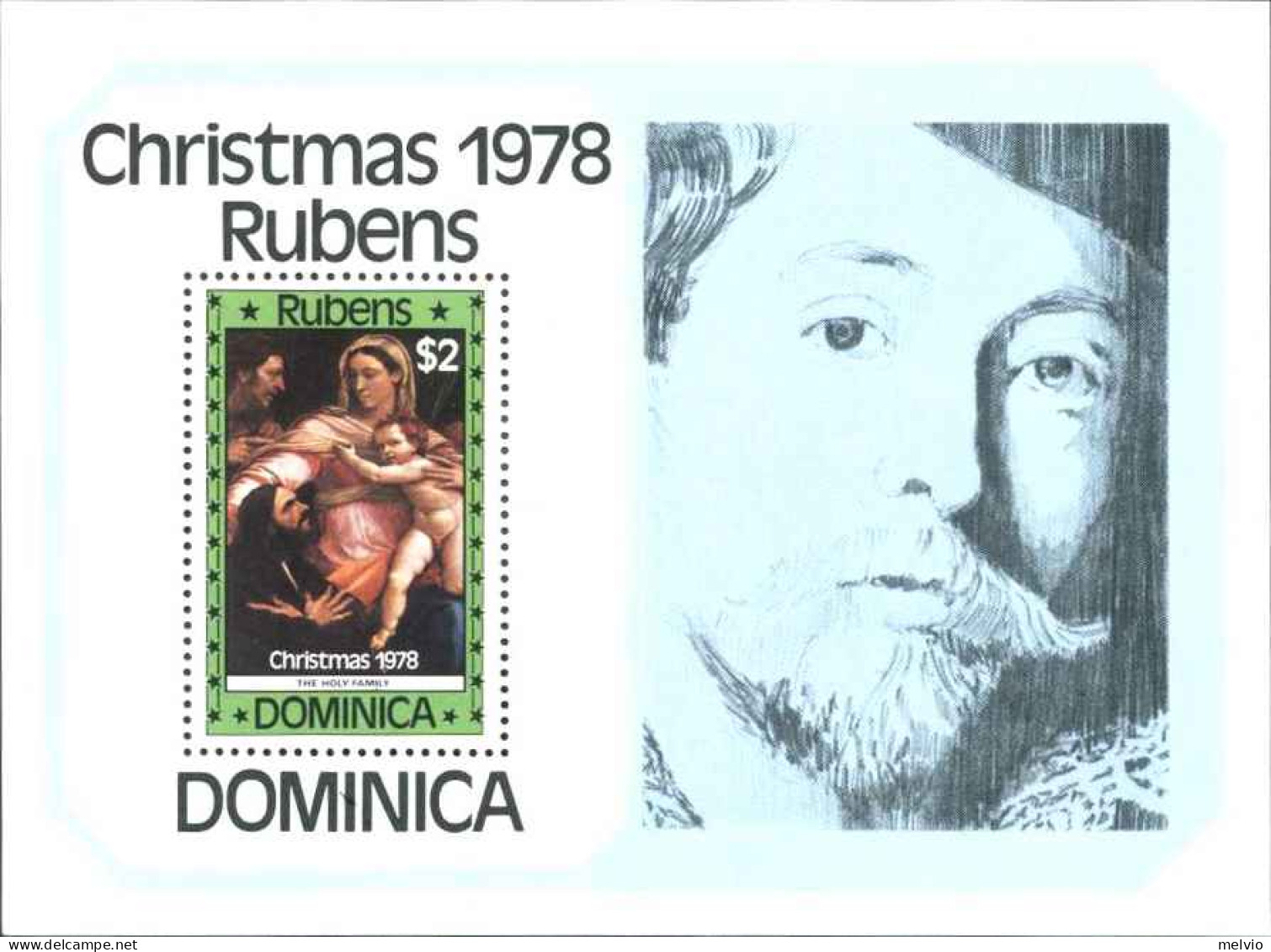 1978-Dominica (MNH=**) Foglietto S.1v."Natale Quadri" - Dominique (1978-...)