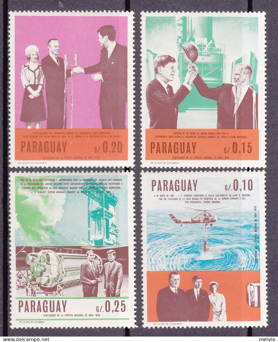 1967-Paraguay (MNH=**) S.4v."Kennedy, Spazio" - Paraguay