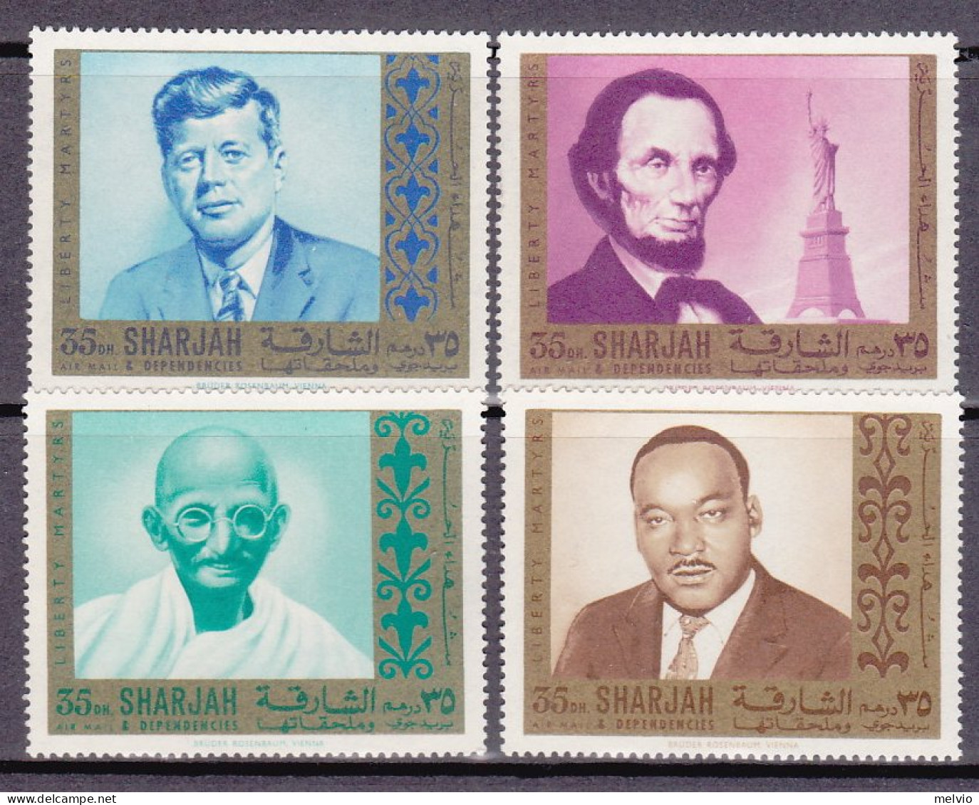 1968-Sharjah (MNH=**) S.4v."Kennedy Lincoln Gandhi Martin Luther King" - Sharjah