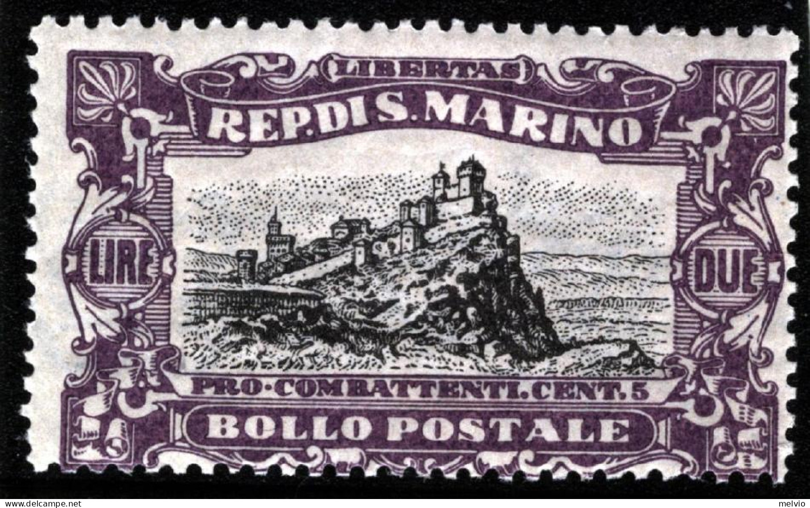 1918-San Marino (MNH=**) L.2 Pro Combattenti - Neufs
