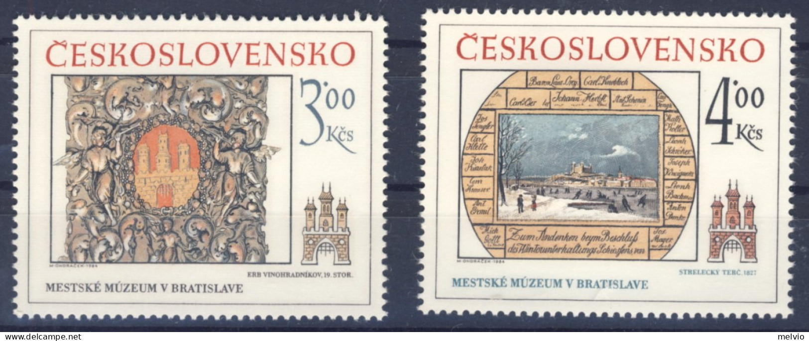 1984-Cecoslovacchia (MNH=**) Serie 2 Valori Arte - Otros & Sin Clasificación