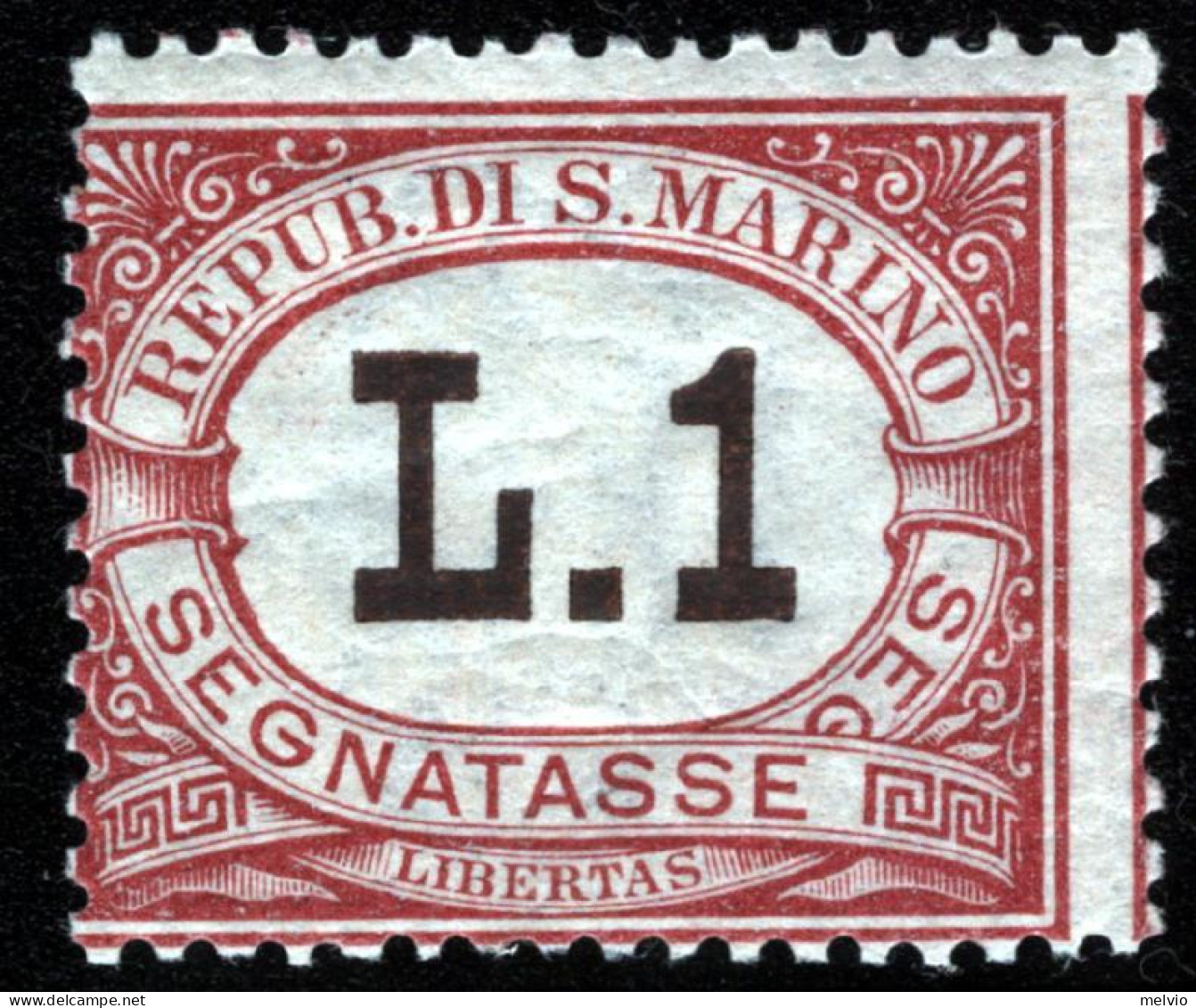 1919-San Marino (MNH=**) Segnatasse L.1 Rosa - Unused Stamps