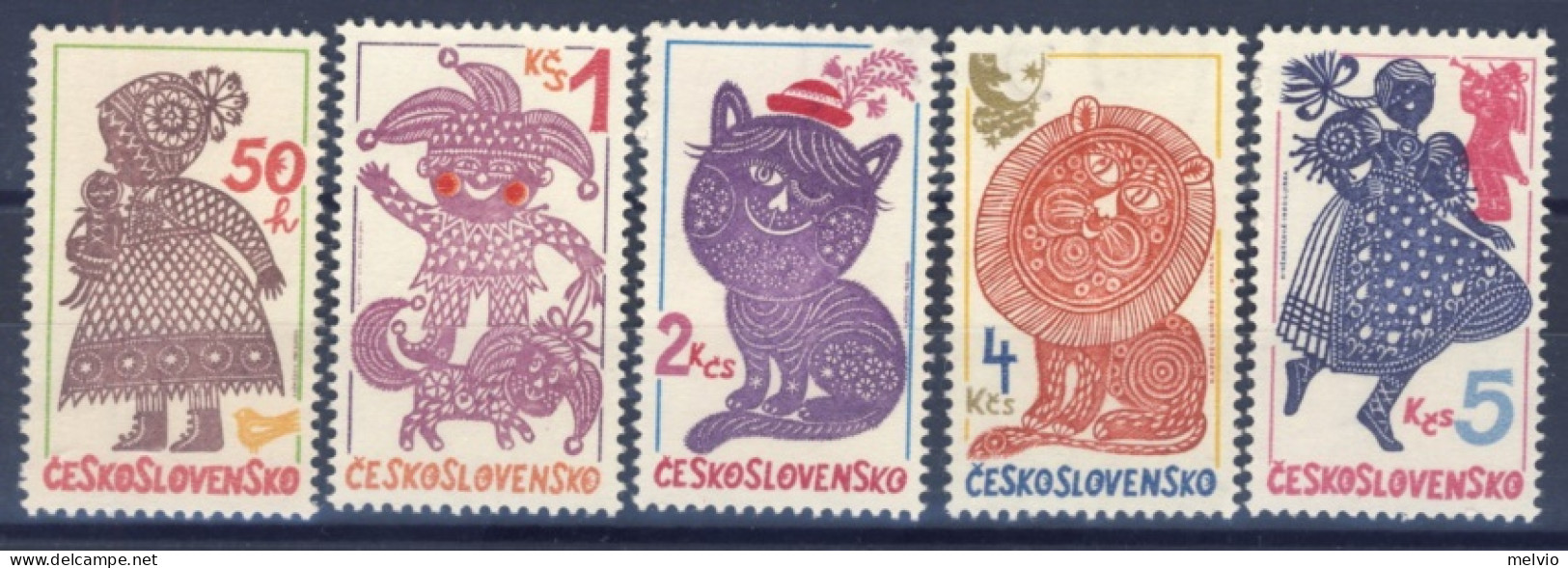 1980-Cecoslovacchia (MNH=**) Serie 5 Valori Arte Ricami - Sonstige & Ohne Zuordnung