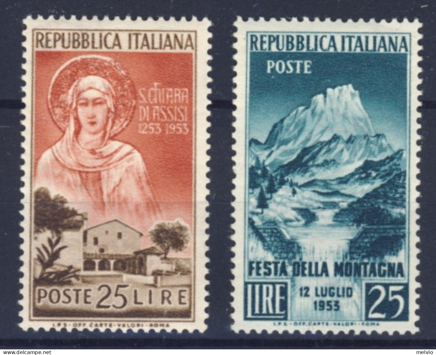 1953-Italia (MNH=**) 2 Serie 2 Valori S.Chiara, Festa Della Montagna - 1946-60: Nuevos