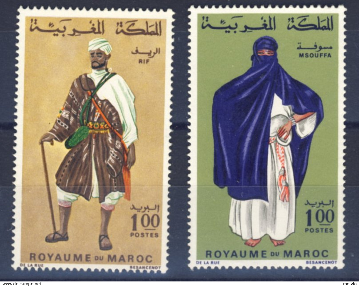 1968-Marocco (MNH=**) Serie Due Valori Costumi Tradizionali - Marokko (1956-...)